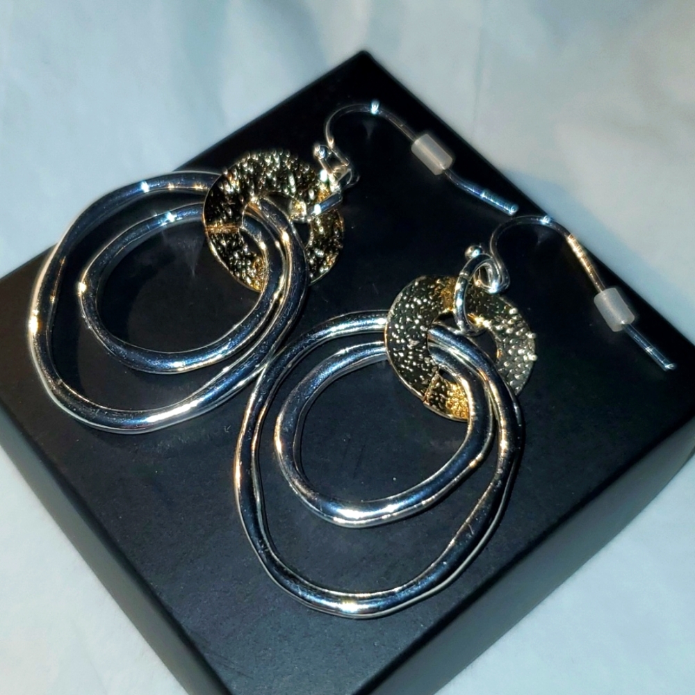 Two-Tone drop earrings